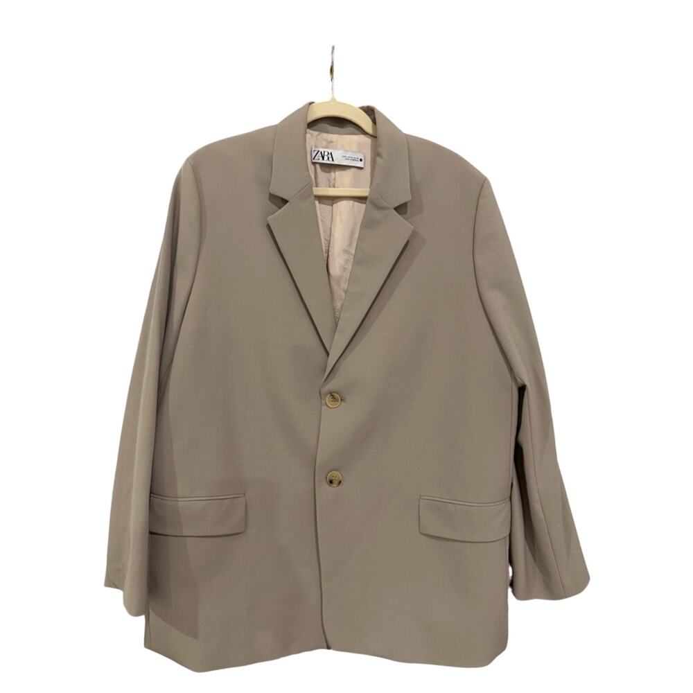 ZARA Oversized Tailored Single Breasted Taupe Blazer | XL